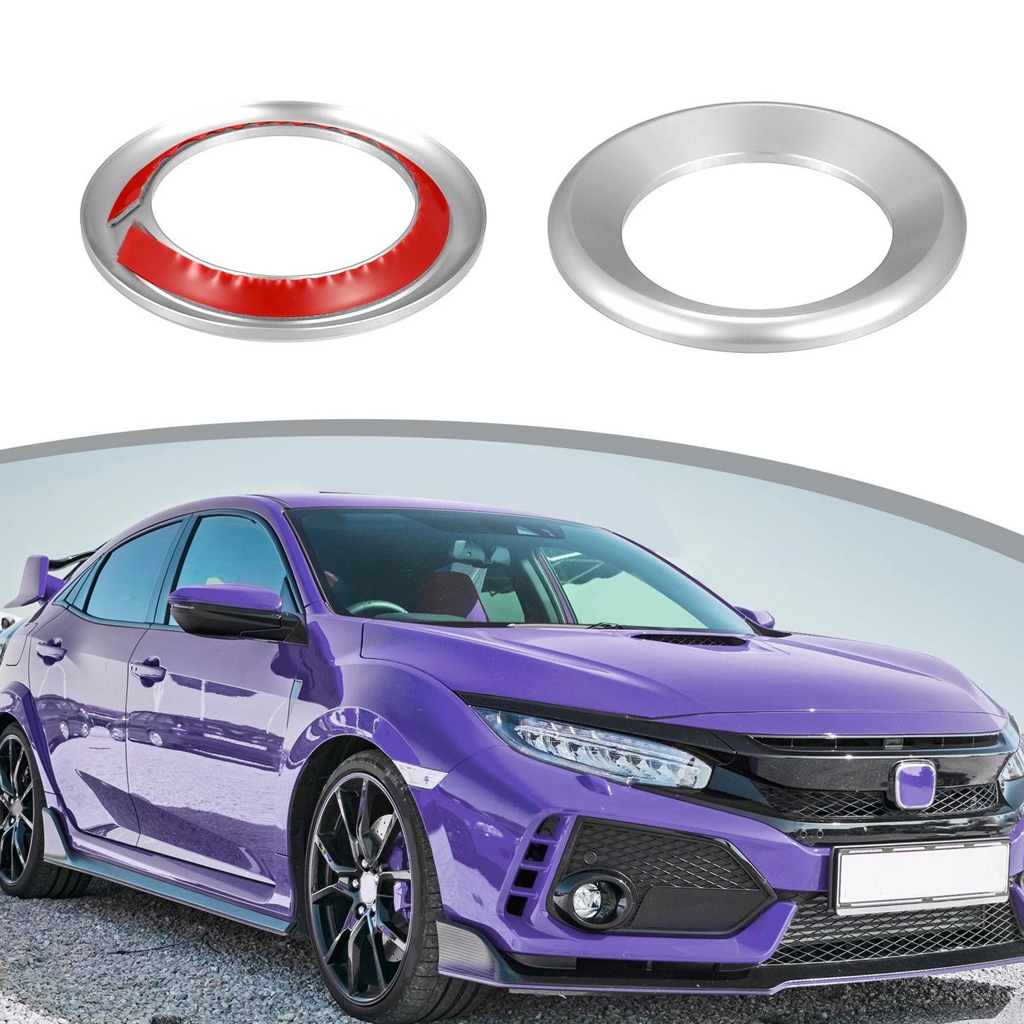 Silver Tone Door Audio Speaker Ring Covers for Honda Civic