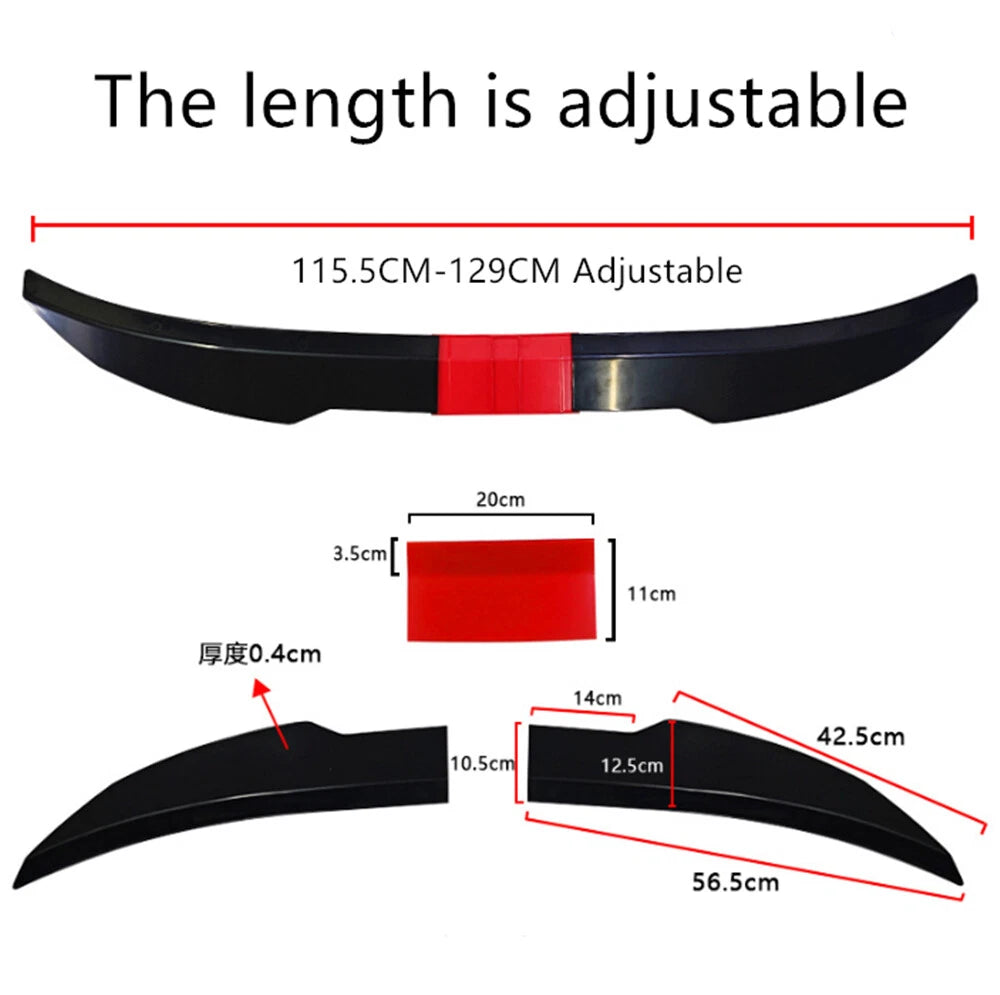 Glossy Black & Red Adjustable Rear Trunk Spoiler Lip for Universal Cars