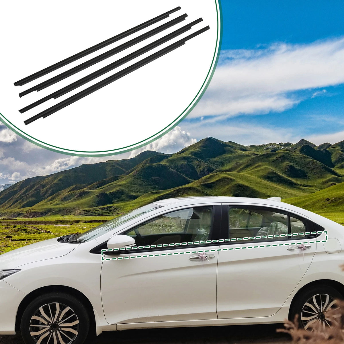 Window Weatherstrip Trim Seal Belt Kit Outer for Toyota Prius (2004-2009)