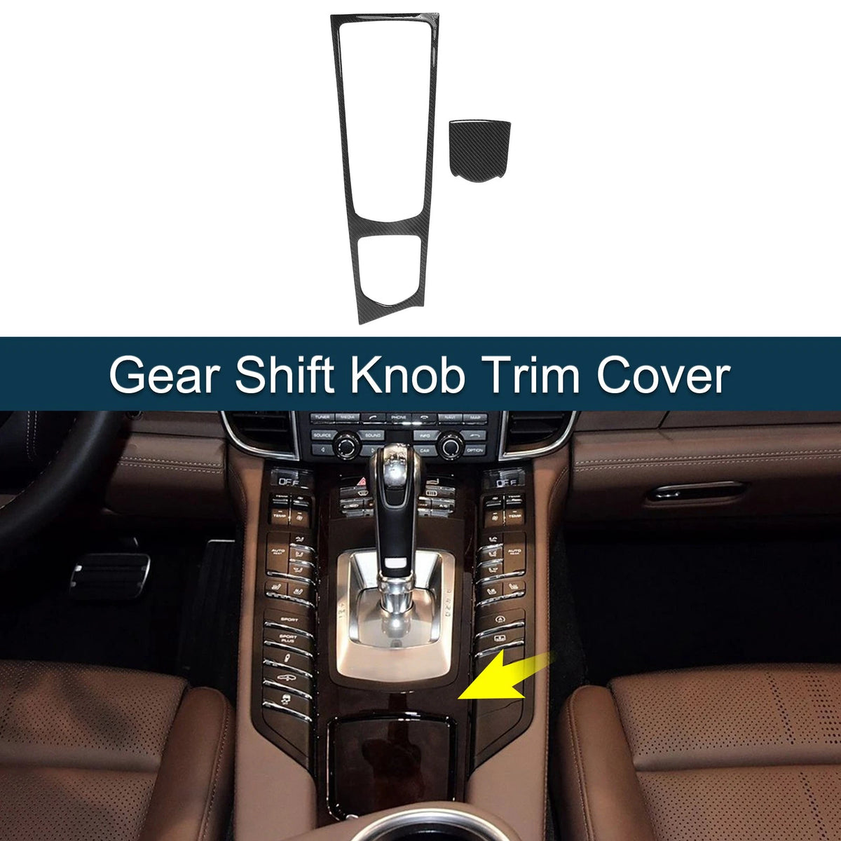 Gear Shift Knob Cover Decal for Porsche Panamera (2010-2016) Black 1 Set