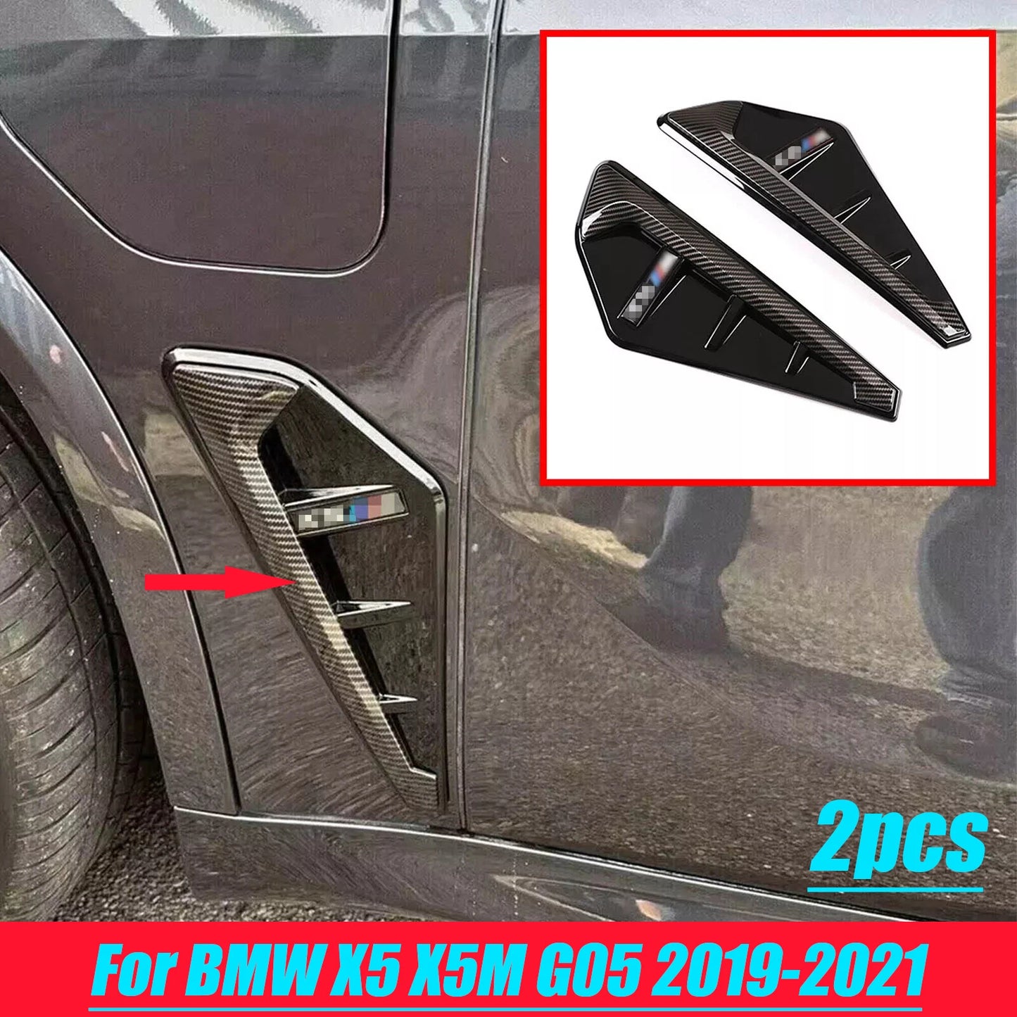 Side Fender Air Vents Cover ABS Carbon Fiber for BMW X5 X5M G05 (2019–2021)