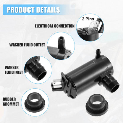 Windshield Washer Motor Pump Set with Grommet for Honda Accord (2003-2007)