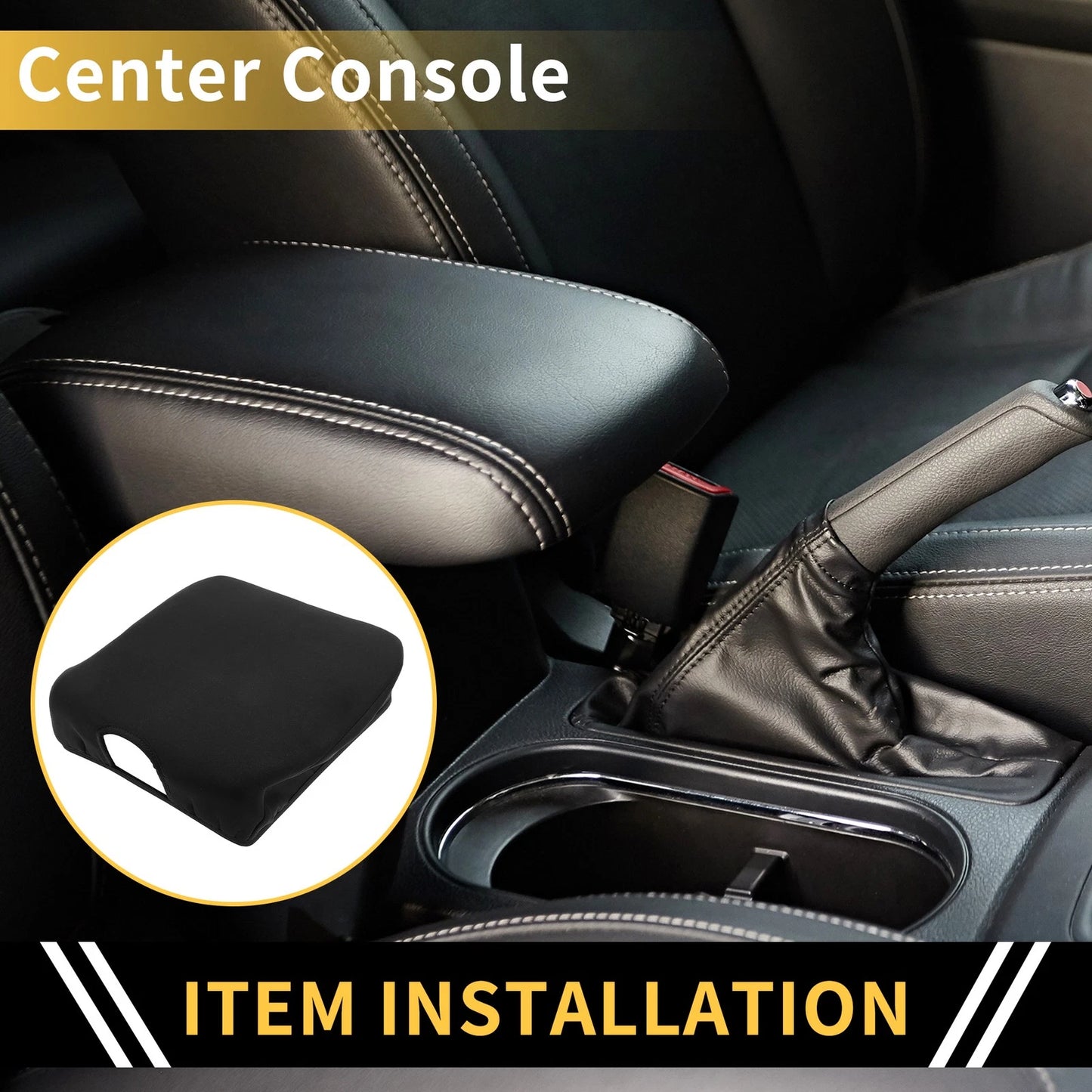 Center Console Lid Armrest Cover for Dodge Ram (2010-2023) - Microfiber Leather