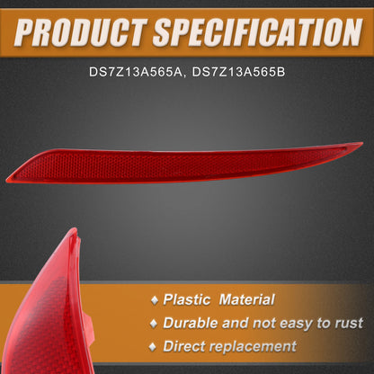 Car Rear Bumper Reflector Light Cover for Ford Fusion (2013-2020) Red