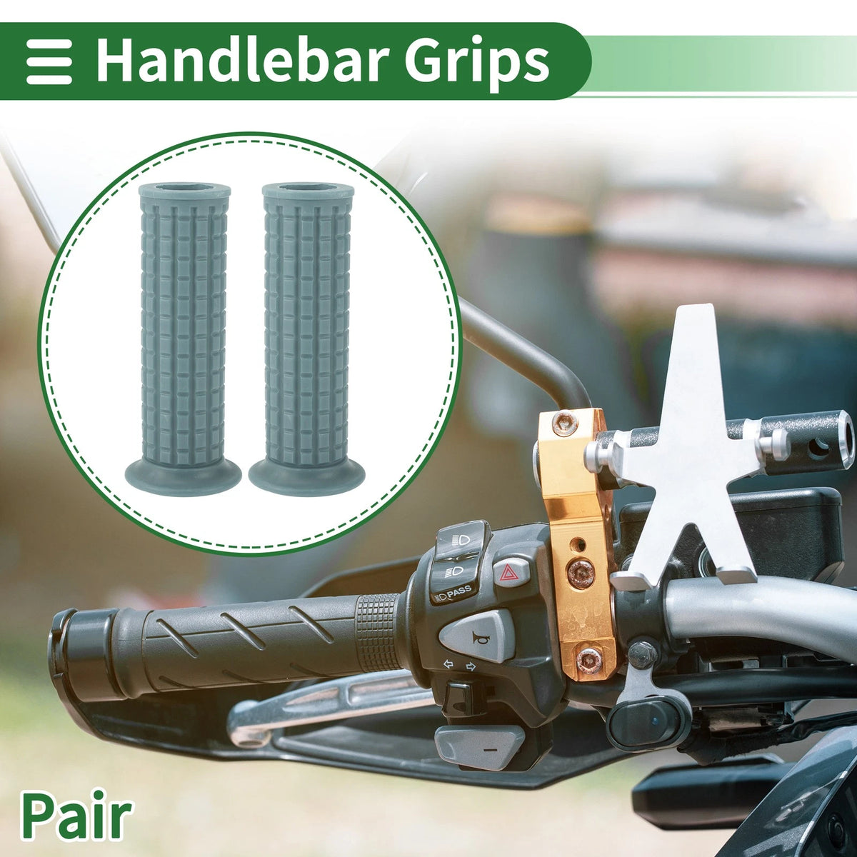 25mm Motorcycle Hand Grips Cover Handle Bar Throttle Grips TPU Gray Blue