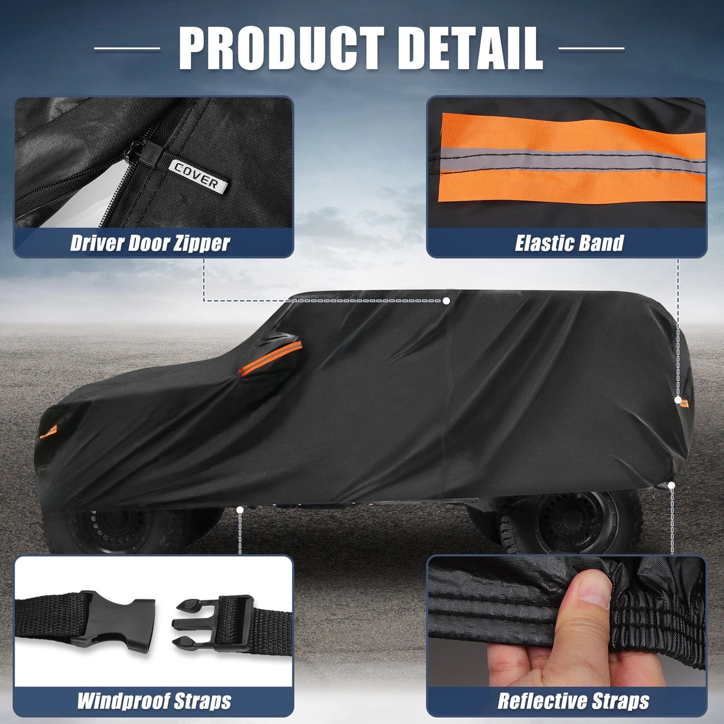 Waterproof Aluminum Film Car Cover for Jeep Wrangler JK 2007-2017