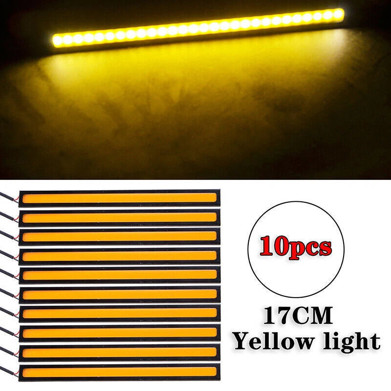 10 x Yellow LED Strip DRL Daytime Running Lights for Car - Waterproof ()