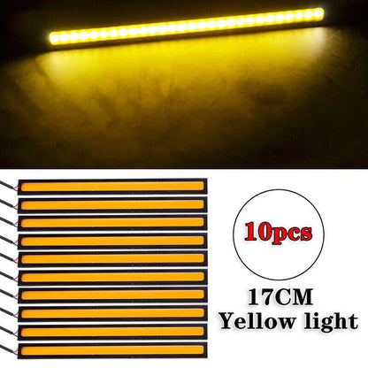 10 x Yellow LED Strip DRL Daytime Running Lights for Car - Waterproof ()