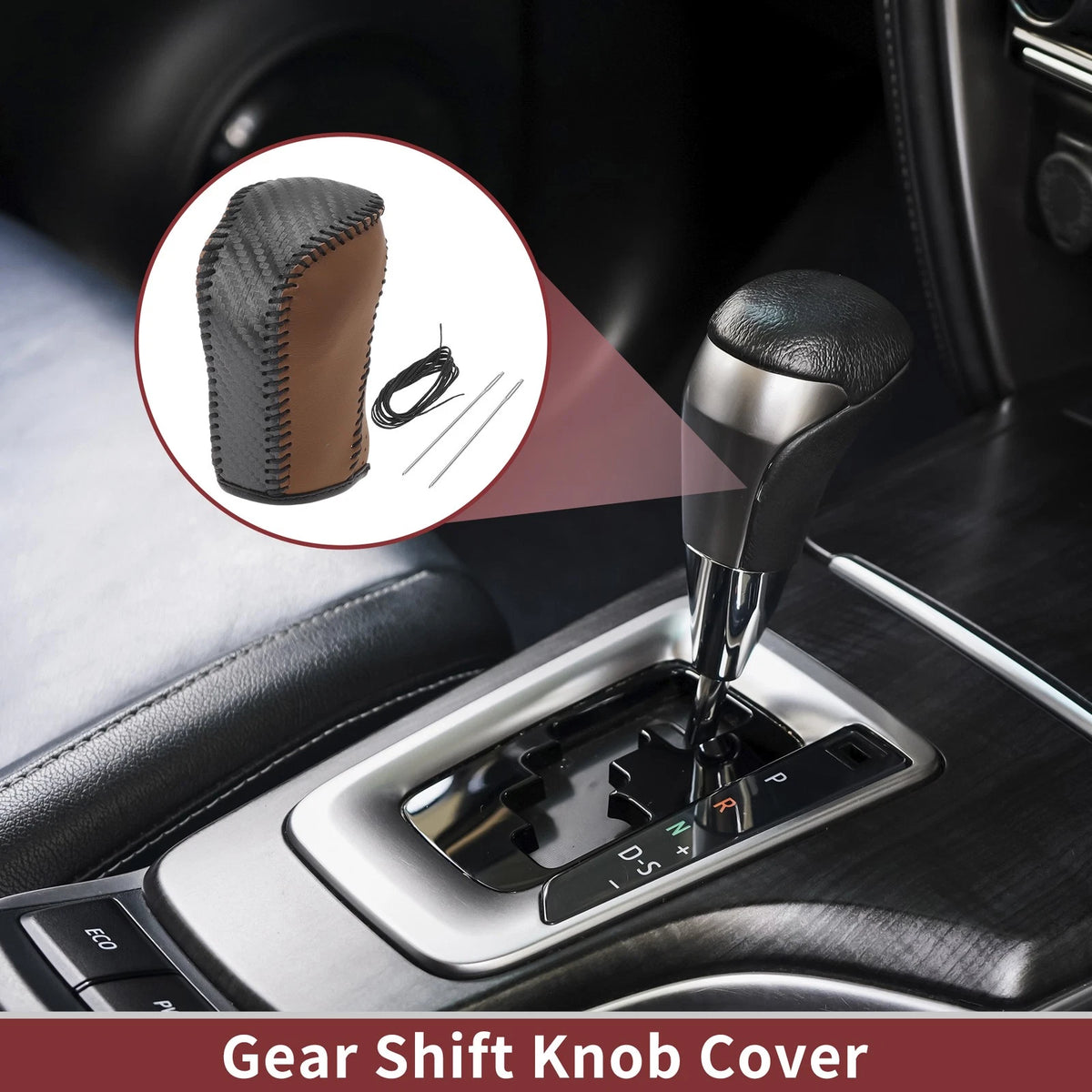 Gear Shift Knob Cover for Honda Inspire 2023 Brown Faux Leather