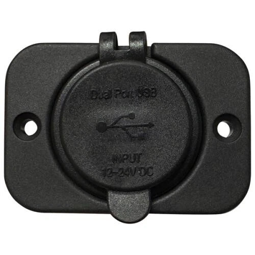 Power Socket Twin USB-A/USB-C Flush Mount Black 12V/24V for Relaxn