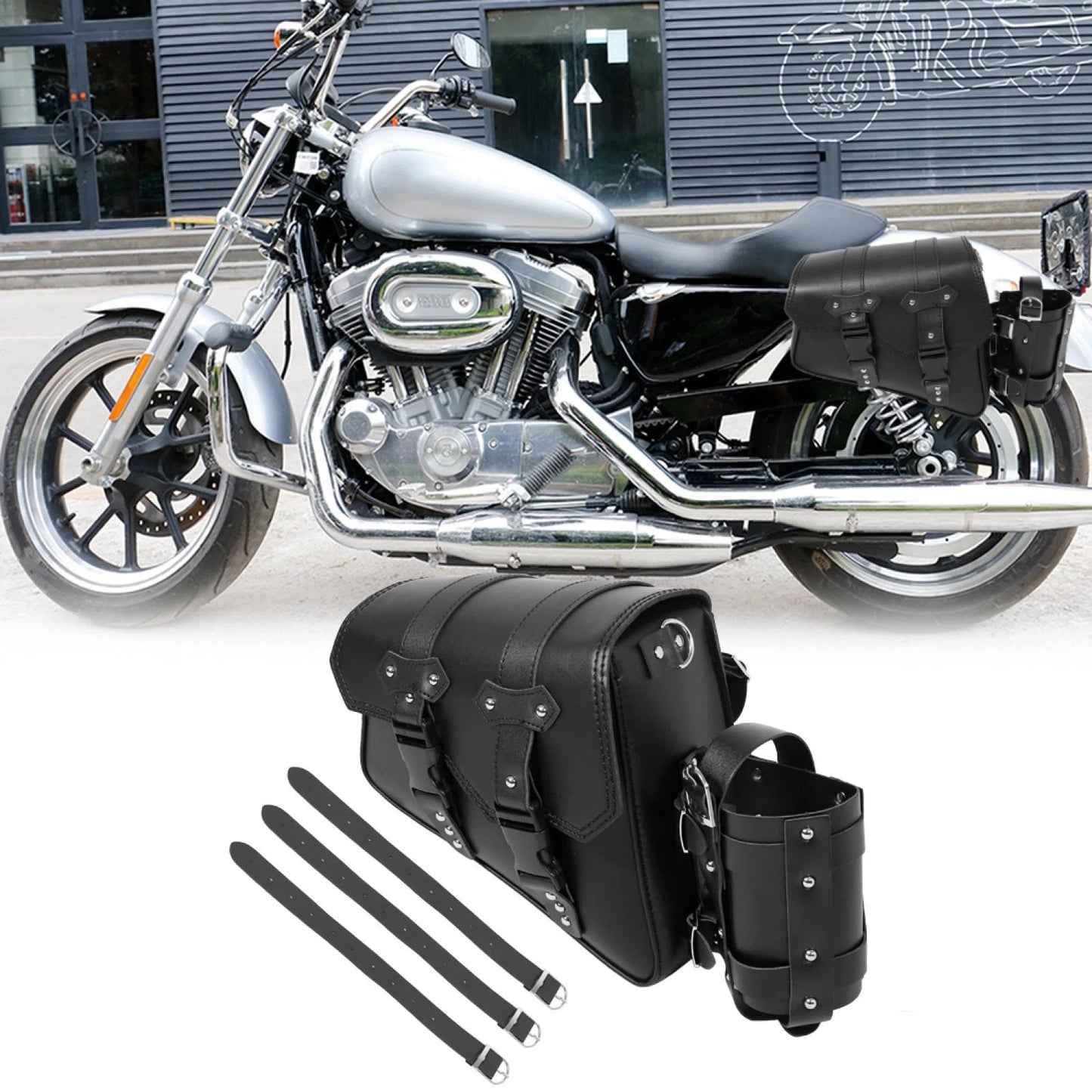 Saddlebag Left Side Tool Bags for Motorcycle Faux Leather