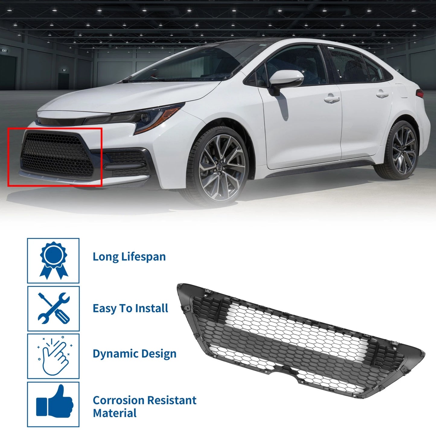 Front Hood Bumper Grille for Toyota Corolla LE (2020-2022)