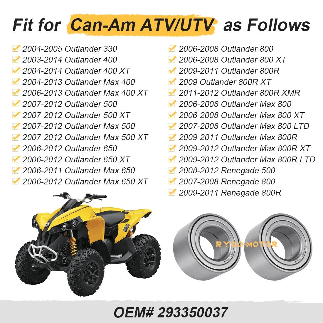 2 x Rear Trailing Arm Bearing Kit for Can-Am Outlander Max 400 650 Renegade 500 800