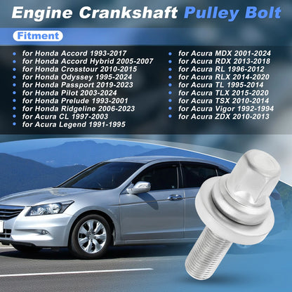 Crankshaft Pulley Bolt & Washer for Honda Accord Civic Pilot (2003-2015)