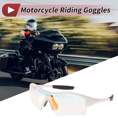 Goggles for Motorcycle Riding Light Red Lens White Frame PC TPU Sunglasses