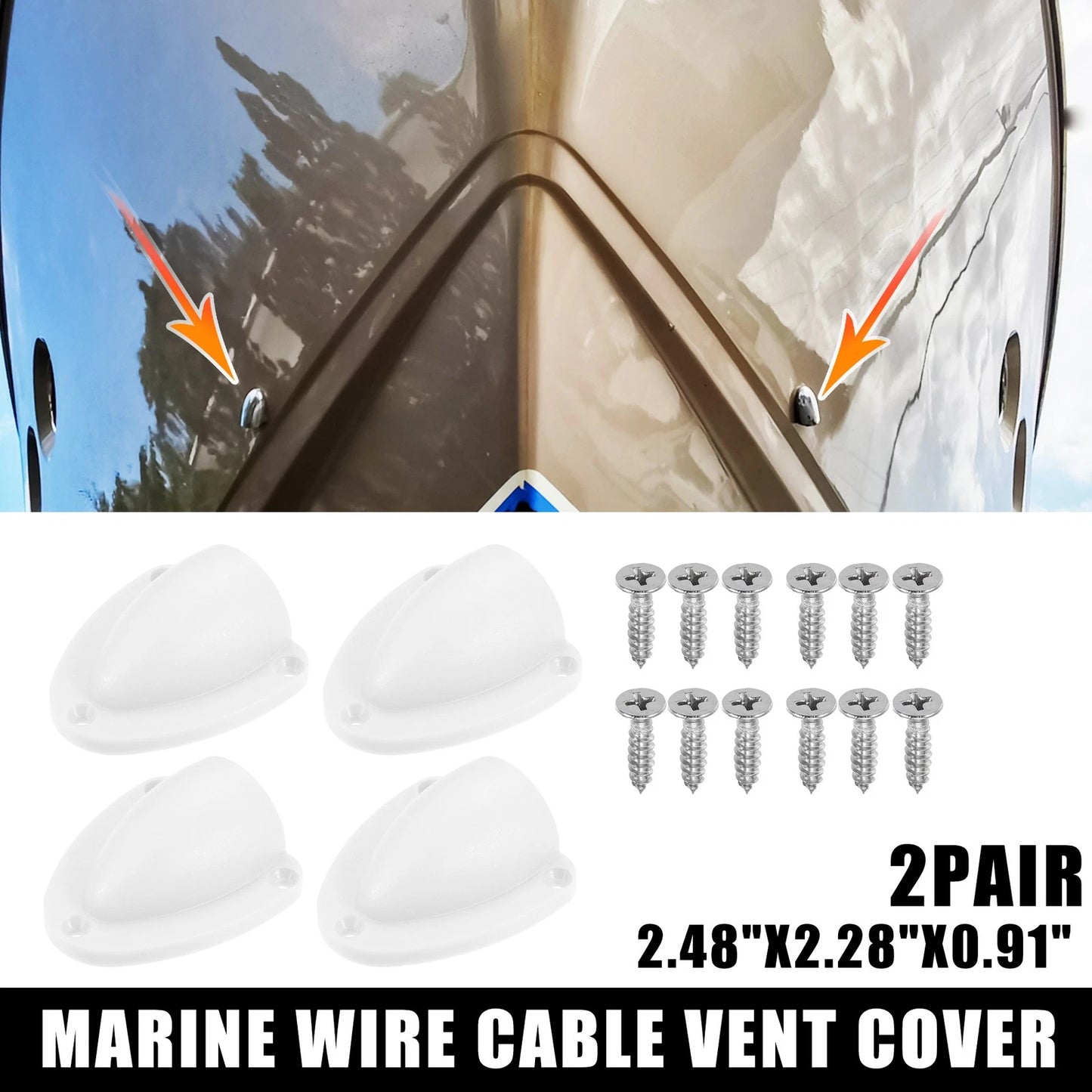 2 x Marine Transducer Cover Clam Shell Vent Wire Covers White