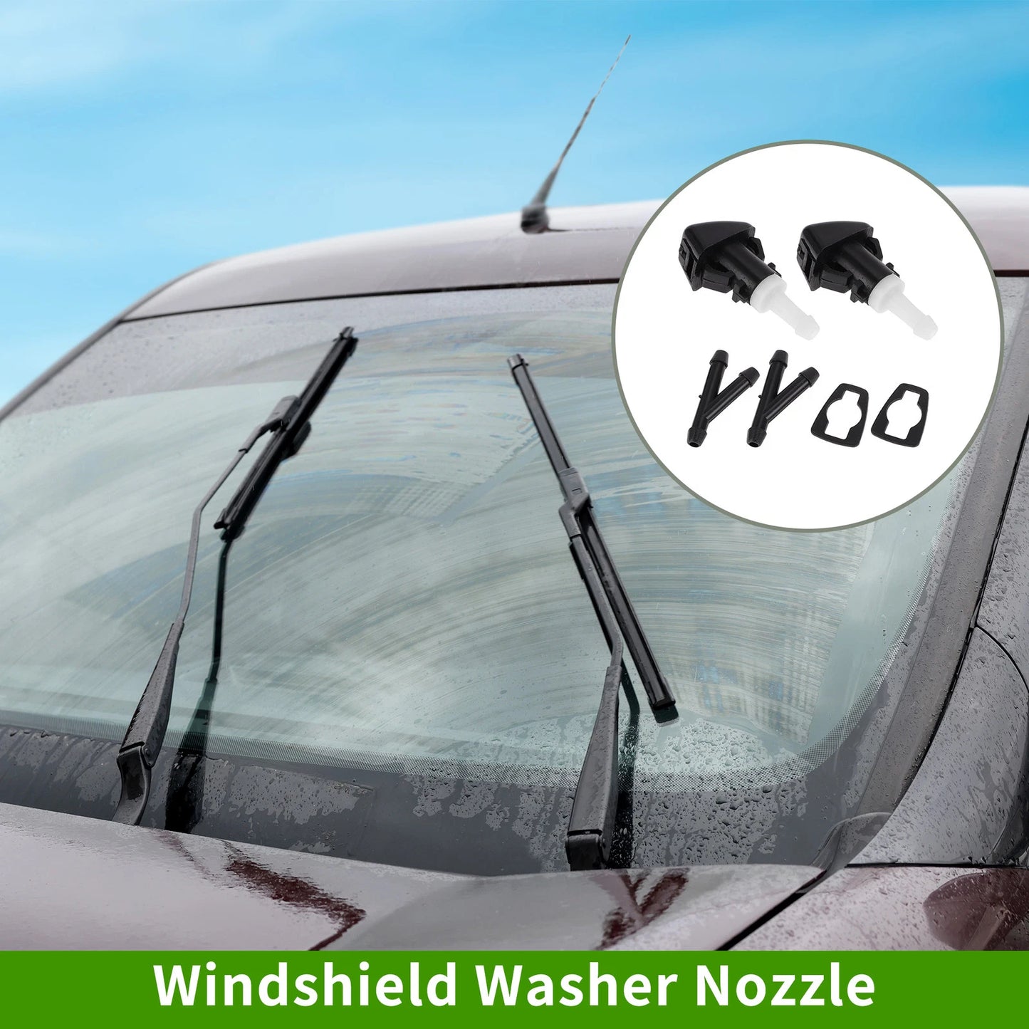 Windshield Washer Nozzle & 2 x Hose Connectors for Jeep (2008-2016)