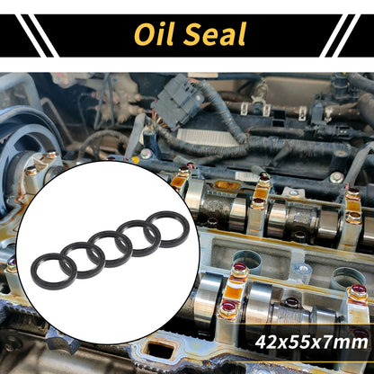 Oil Seal NBR Rubber 42x55x7mm Black 5pcs
