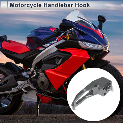 Square Aluminum Alloy Motorcycle Hanging Hook 1 Set Titanium Tone 78mm Length