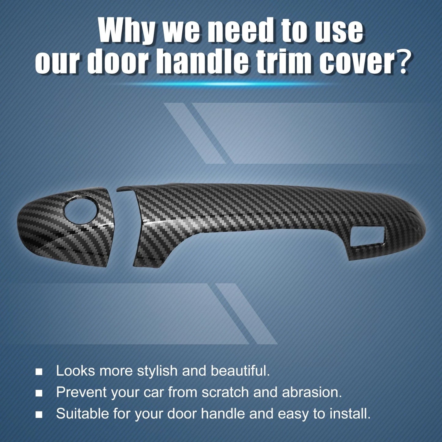 8 x Carbon Fiber Door Handle Covers for Toyota Tacoma (2016-2021) Black