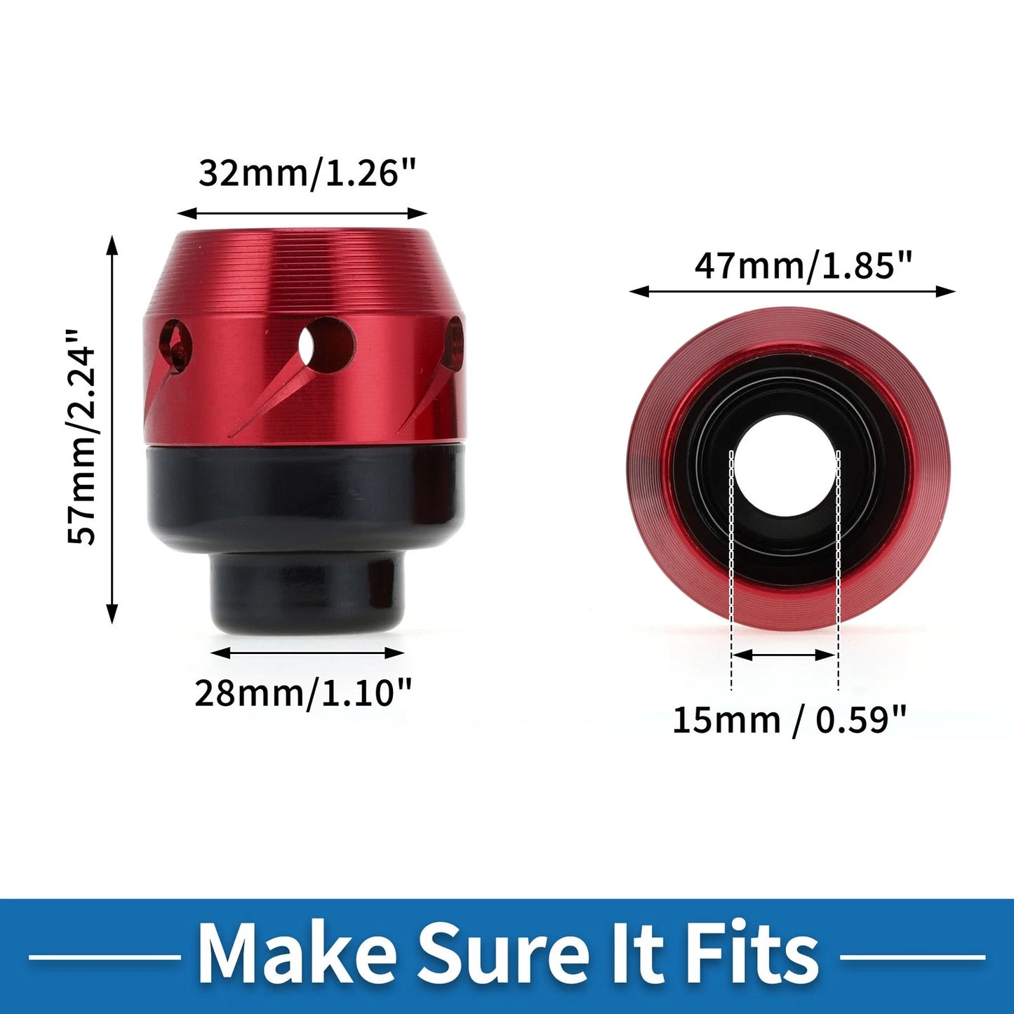 2 x Front Fork Frame Sliders Aluminum Alloy Red for Motorcycle