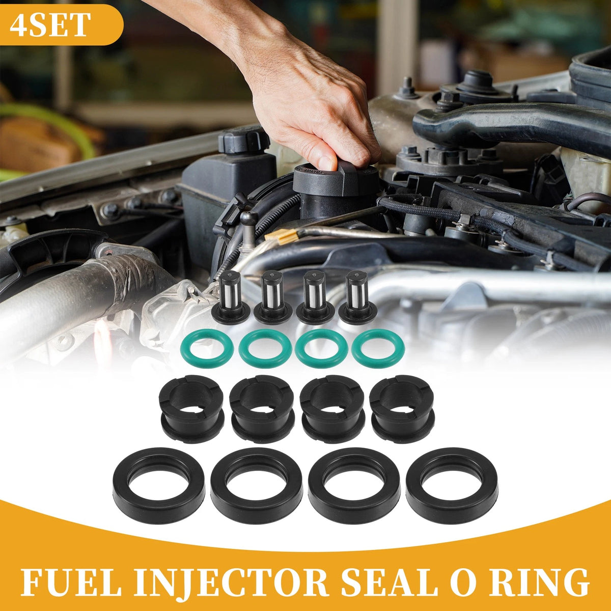 Fuel Injector Seal O Ring 4 x Sets for Honda (1992-1995) NBR Rubber Black