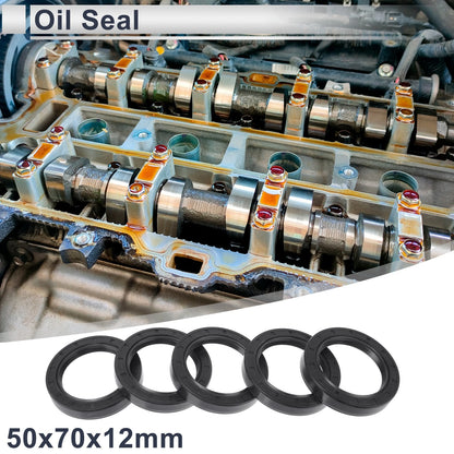 Oil Seal 50x70x12mm NBR Rubber Rotary Shaft Seal Black 5 Pcs for Make Model
