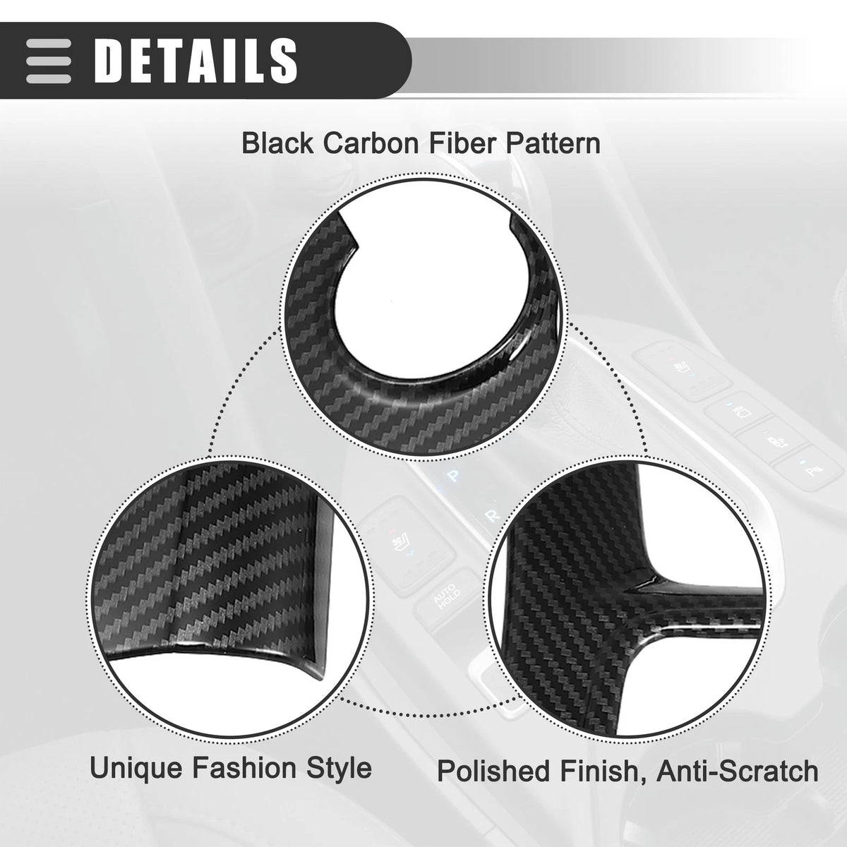 Carbon Fiber Central Control Gear Shift A/C Panel Trim for Dodge Charger (2015-2022)