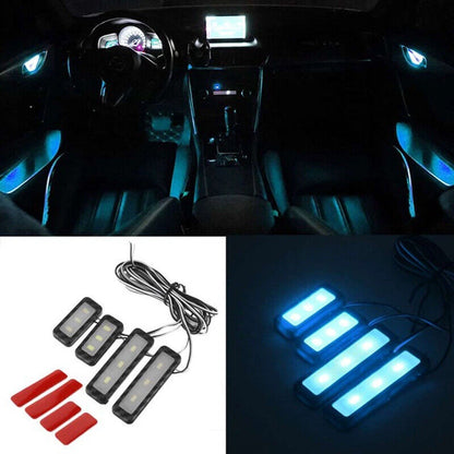 Ice Blue LED Car Door Handle & Armrest Lights for Interior Decor