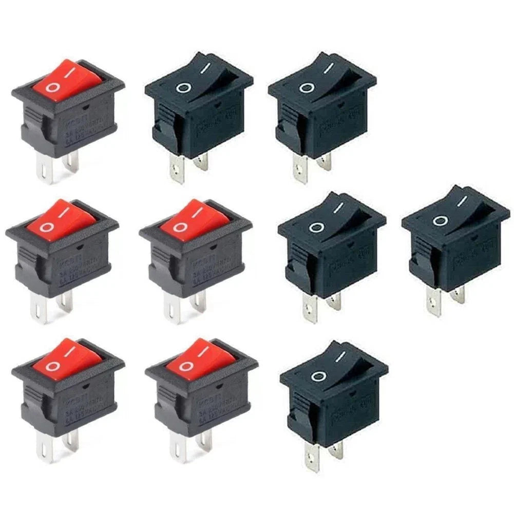 Mini Rocker Switch 2 Pin ON/OFF SPST 6A 125VAC for Car/Boat - 10PCS