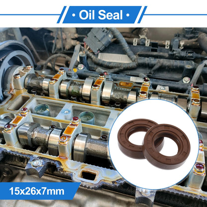 Oil Seal 2 x 15x26x7mm Rotary Shaft Seal FKM Rubber for Make Model