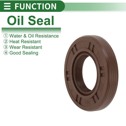 Oil Seal 20x40x7mm FKM Rubber Brown 5 Pcs