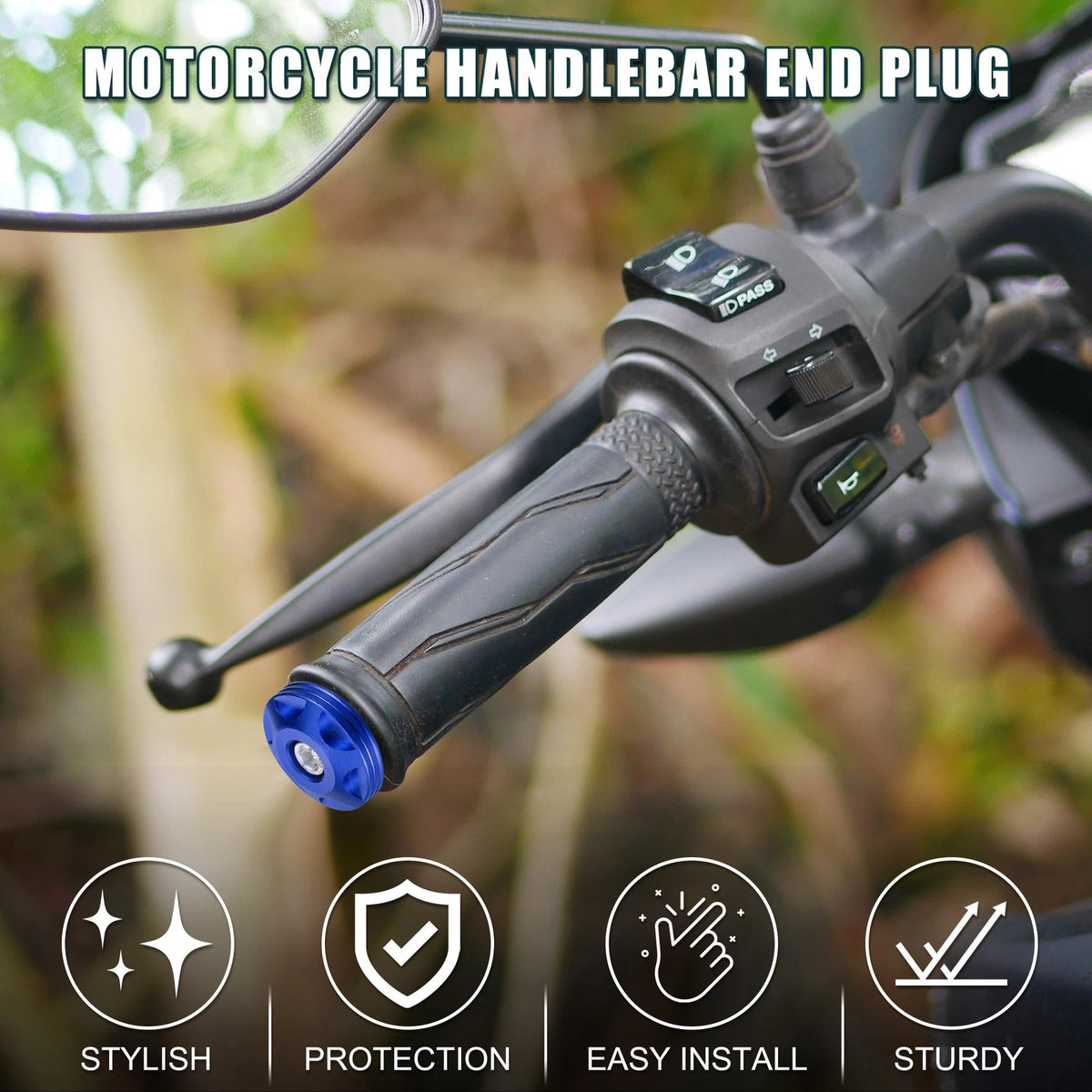 End Plugs 18-20mm 32mm OD Aluminum Alloy Blue 2 x for Motorcycle