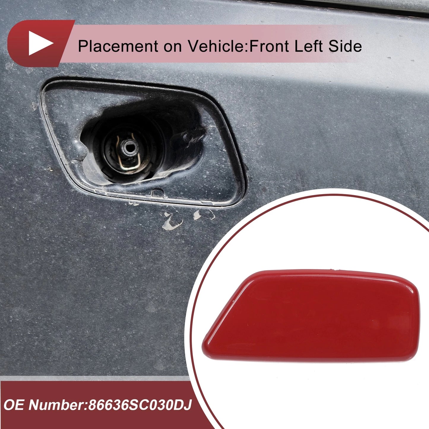 Front Left Washer Nozzle Cover for Subaru Forester (2009-2012) Red