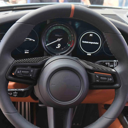 Soft Carbon Fiber Steering Wheel Upper Trim for Porsche 911 992 2019-2023