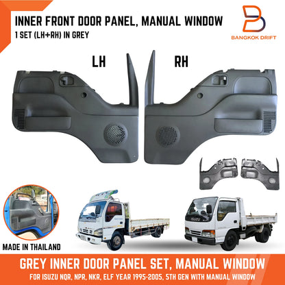 Grey Inner Front Door Panel Manual Window for Isuzu NPR NKR NQR ELF (95-05)
