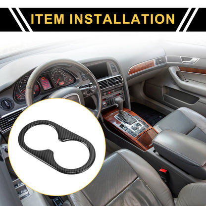 Carbon Fiber Pattern Car Cup Holder Trim for Ford F-150 (2021-2024)