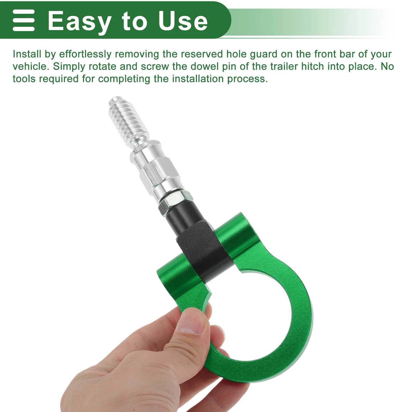 Front Rear Tow Hook 15.6mm for Ford Focus (1998-2025) - Aluminum Alloy Green