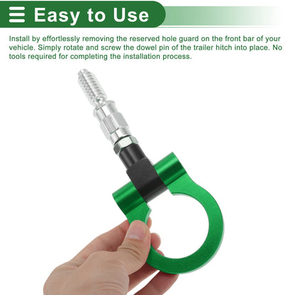 Front Rear Tow Hook 15.6mm for Ford Focus (1998-2025) - Aluminum Alloy Green