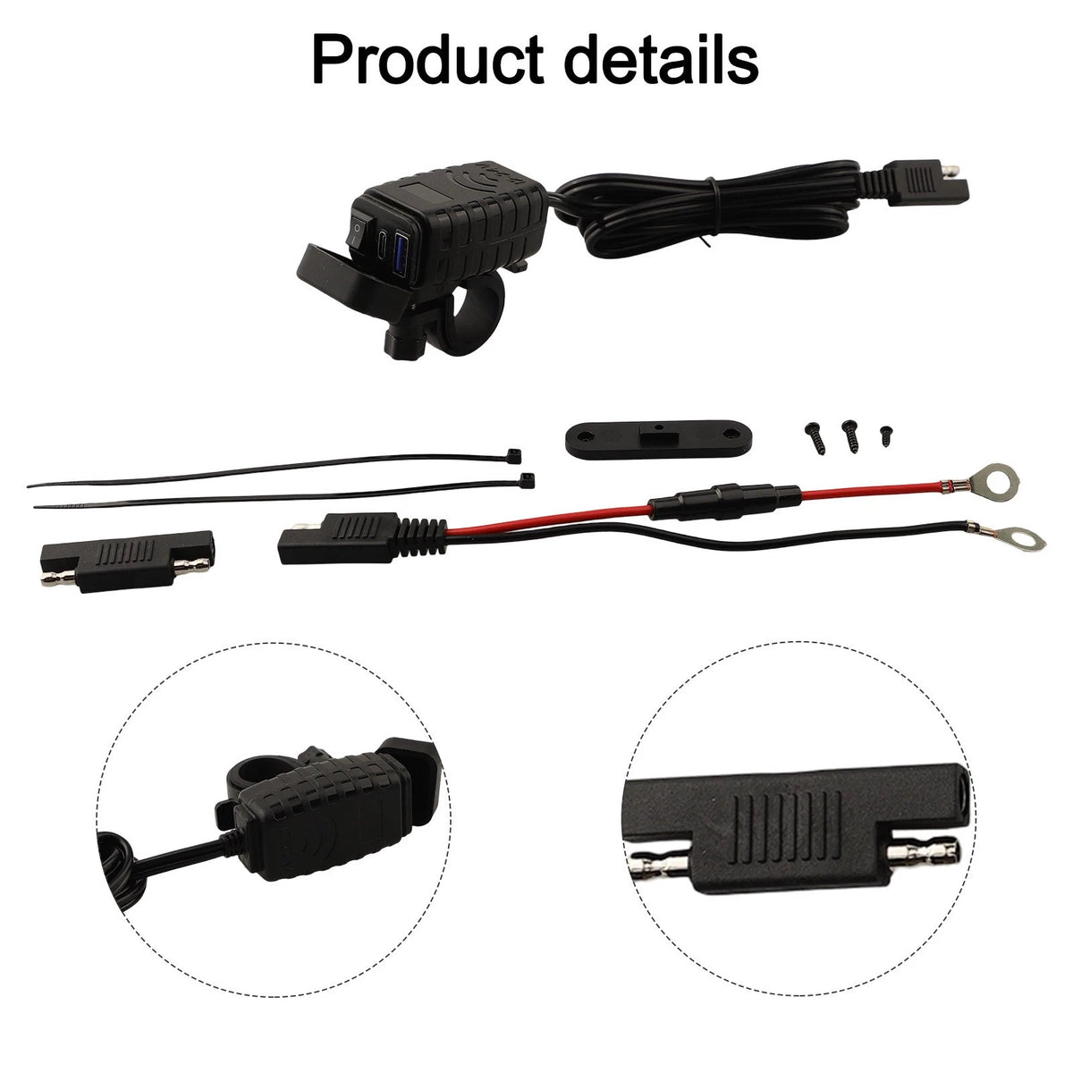 Dual USB Car Charger for Motorcycle with QC 3.0 and PD Compatibility