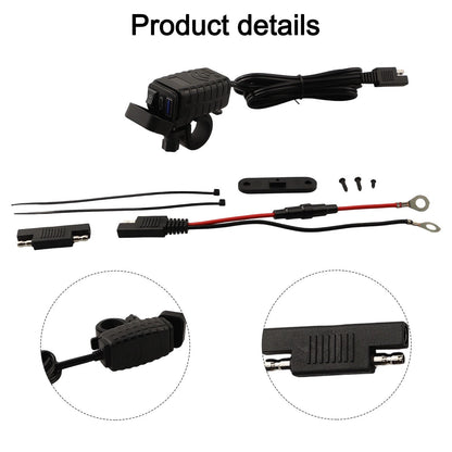 Dual USB Car Charger for Motorcycle with QC 3.0 and PD Compatibility