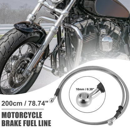 10mm Motorcycle Braided Brake Clutch Oil Hoses Pipe Silver Tone for Make Model