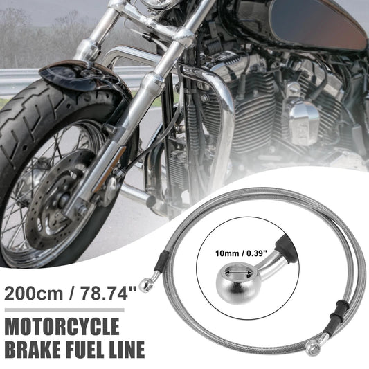 10mm Motorcycle Braided Brake Clutch Oil Hoses Pipe Silver Tone for Make Model