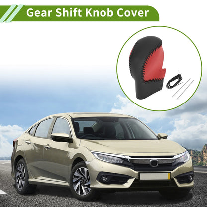 Red Black Faux Leather Gear Shift Knob Cover for Honda Civic (2022-2024)