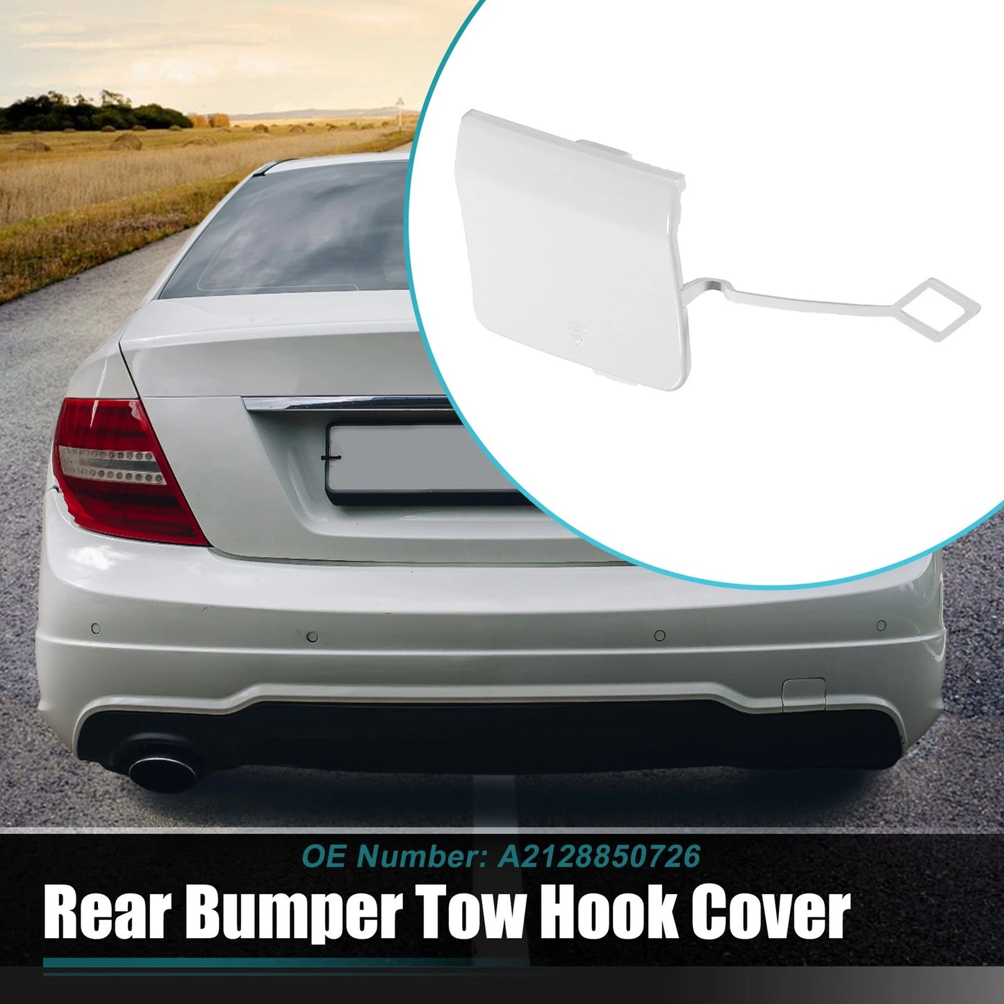 Rear Bumper Tow Hook Cap for Mercedes Benz E-Class (2010-2016) White