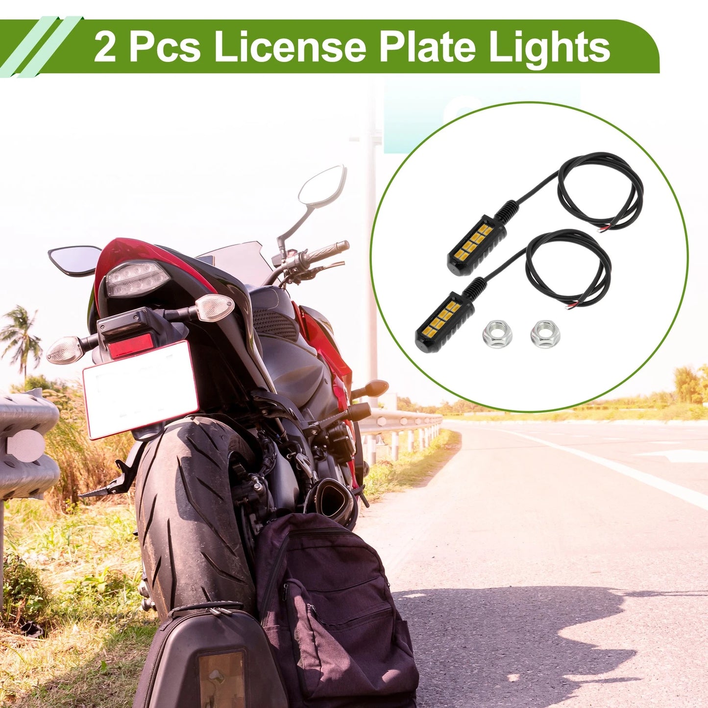2 x License Plate Light 12V Led Tag Lamp for Car Motorcycle Rainproof