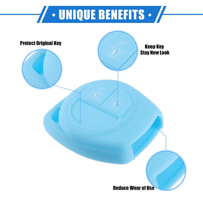 Car Remote Key Fob Case Protectors for Suzuki 2 Button Silicone Sky Blue