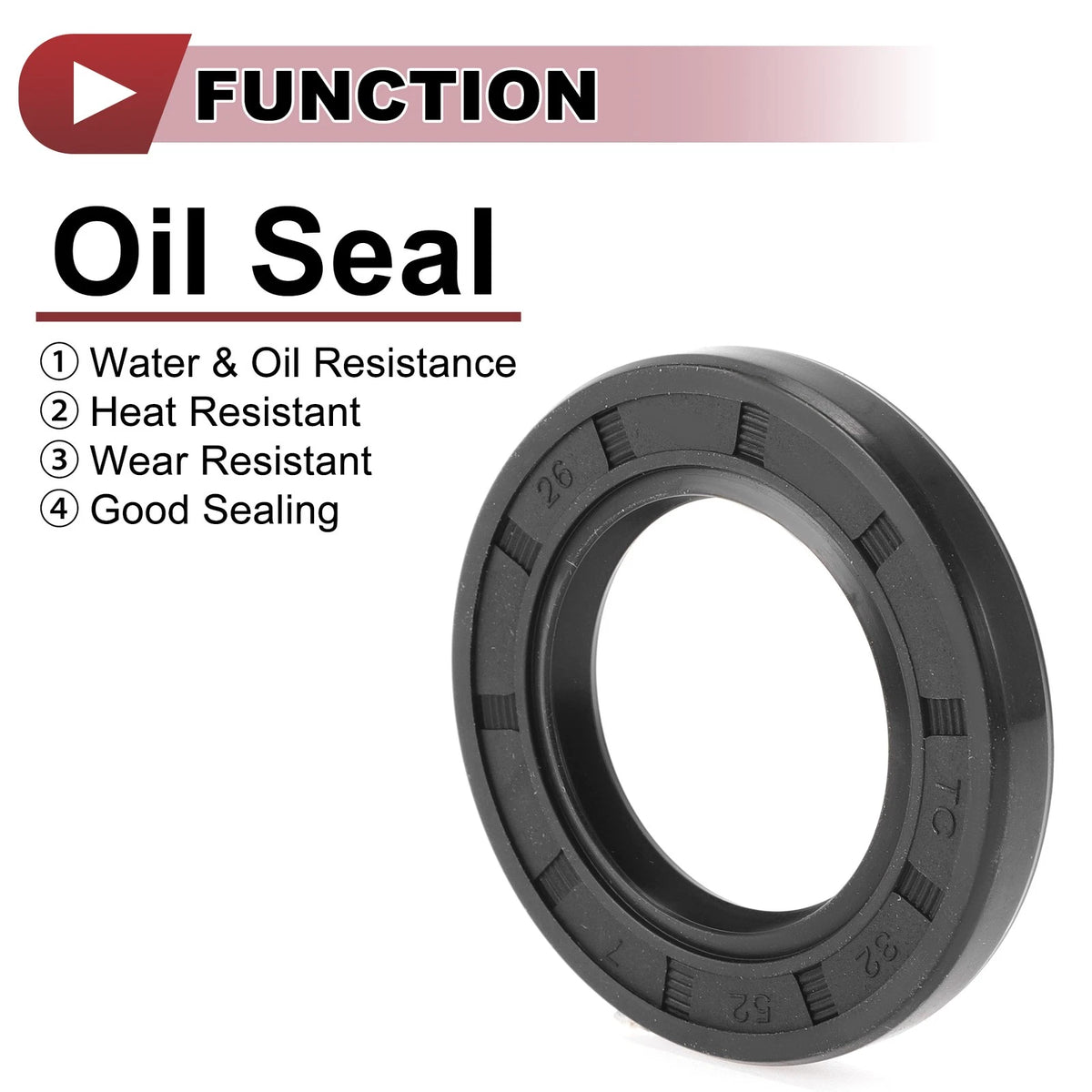 Rotary Shaft Seal 32x52x7mm Nitrile 70 Durometer Rubber Black 5 Pcs