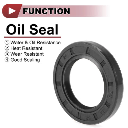 Rotary Shaft Seal 32x52x7mm Nitrile 70 Durometer Rubber Black 5 Pcs