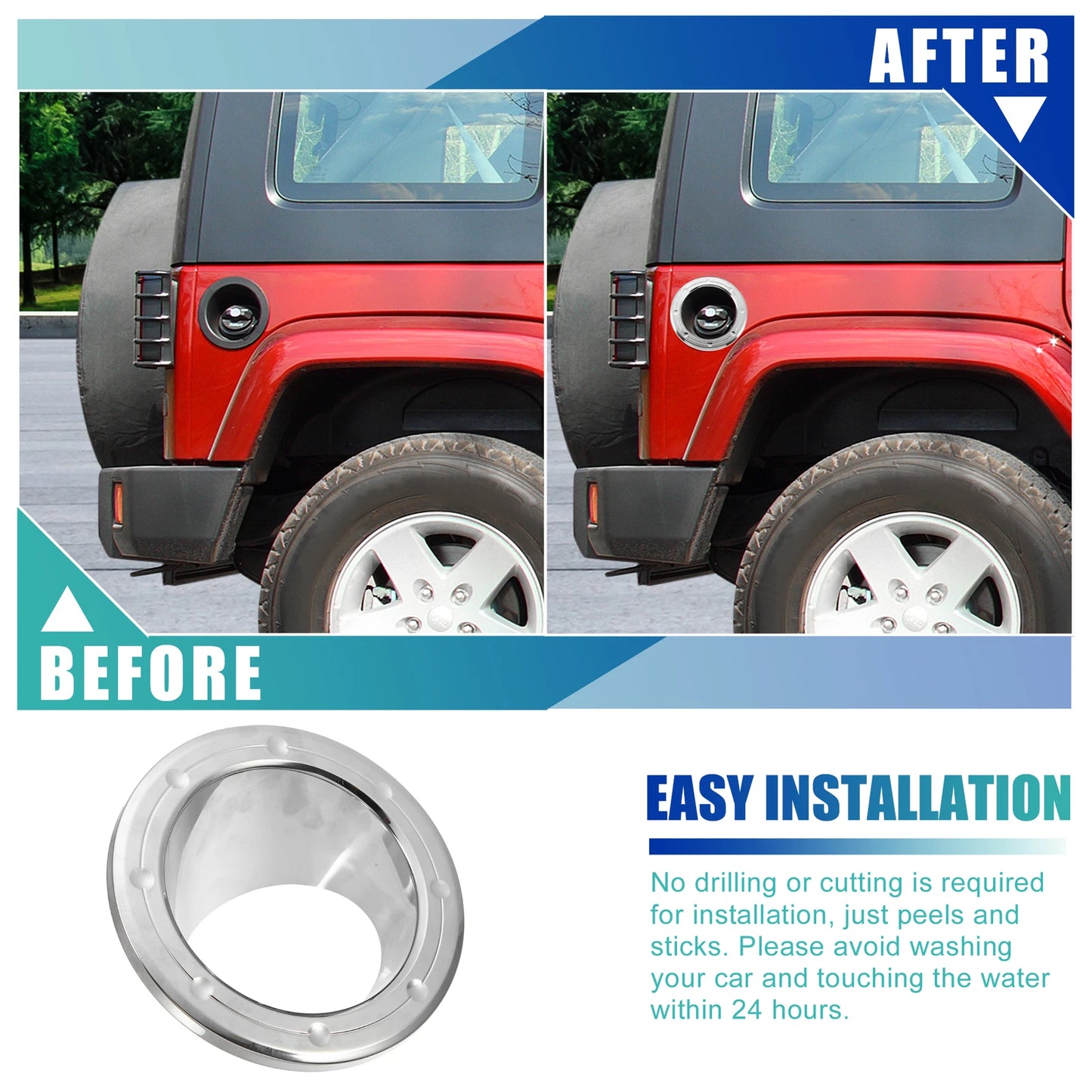 Fuel Tank Cover for Jeep Wrangler 2007-2017 - Silver Tone